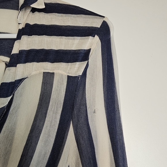 Derek LAM 10 CROSBY Draped Front Blouse in Midnight Stripe Size 2 - Picture 8 of 15